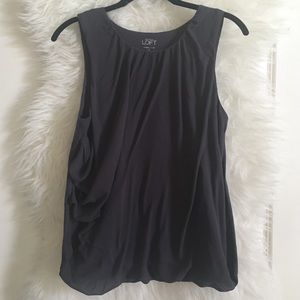 LOFT Gray Bubble Chiffon Top, XS